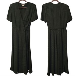 Donna Ricco Women's 12 Black White Polka Dot Maxi Wrap Dress Vintage Elegant